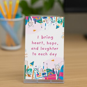 Carte di affermazione brillanti per insegnanti - Decorazioni motivazionali stampabili per educatori - Regalo di incoraggiamento quotidiano per la scrivania o la sala insegnanti