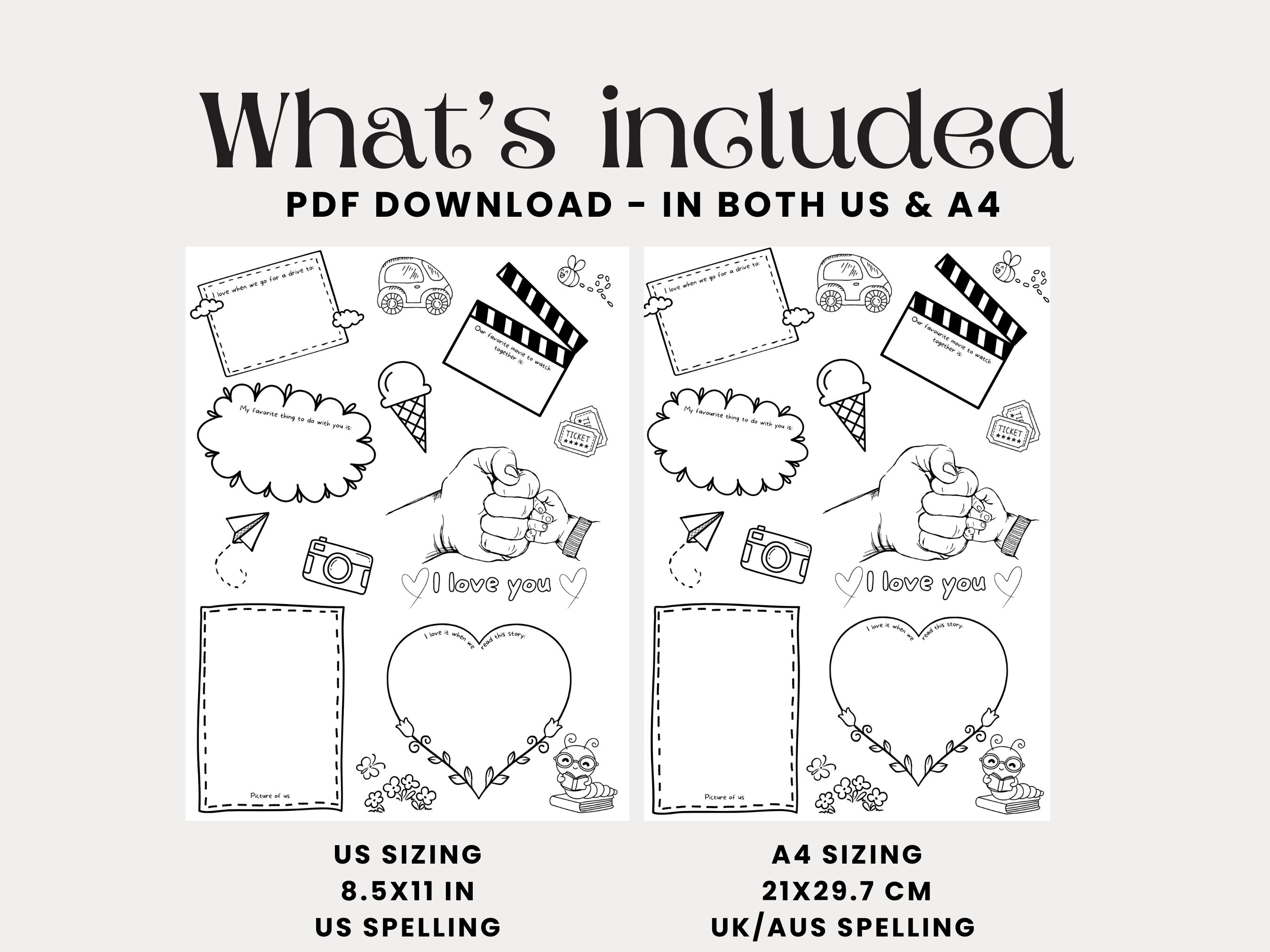 All About My Dad Coloring Page, Father's Day Printable, Gift for Dad's ...