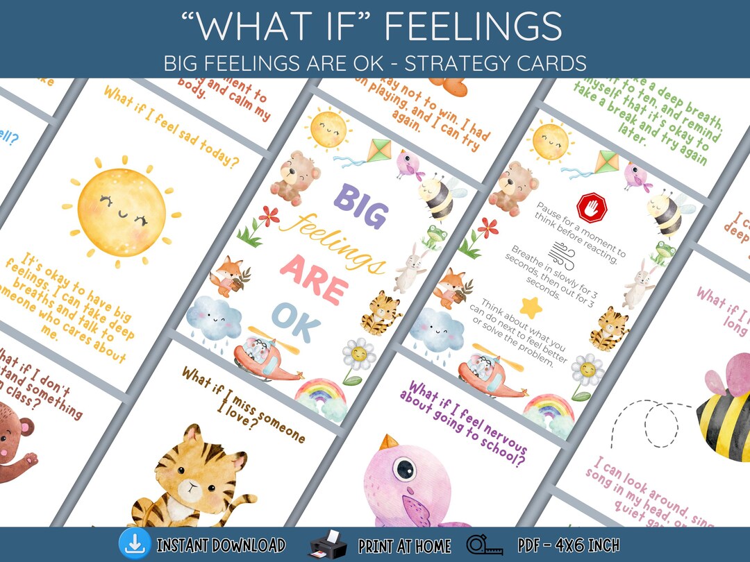 What If Feeling Cards for Kids, Big Feelings Are OK, Emotional ...
