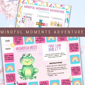 Mindful Moments Affirmaties Dobbelspel - gezinsplezier afdrukbaar bordspel voor kinderen - positief bemoedigende actiekaarten - motiverende ruimtes