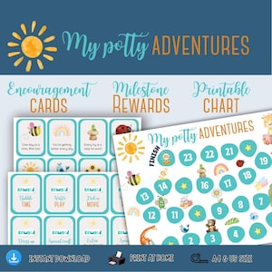Tabla de entrenamiento para ir al baño estilo juego para niños pequeños: recompensas por hitos, tarjetas de motivación y certificado imprimible / A4 + Carta EE. UU.