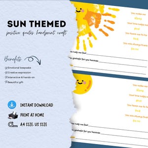 Muttertag Sonnenschein Handabdruck Handwerk: Druckbare Erinnerungskarte mit positiven Affirmationen für Mama