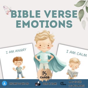 Tarjetas de emociones con versículos bíblicos para niños: Tarjetas didácticas de sentimientos con las Escrituras para la escuela dominical