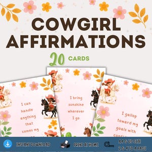 Cowgirl Affirmationskarten: Druckbare Western-Themen Selbstvertrauen Booster für Kinder | 13x7 Sofortiger Download