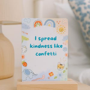 Cartes d'affirmation d'animal arc-en-ciel pour enfants – Imprimables 5 x 7 cartes sur l'état d'esprit positif pour la maison, l'école ou un coin calme