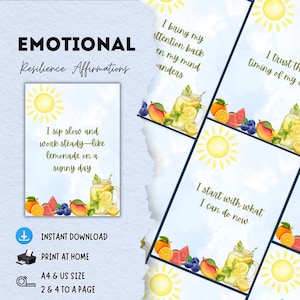 Cartes de vœux Fruits d'été pour enfants : productivité, concentration et calme en pleine conscience | Imprimable sur le thème de la limonade pour la maison ou la salle de classe