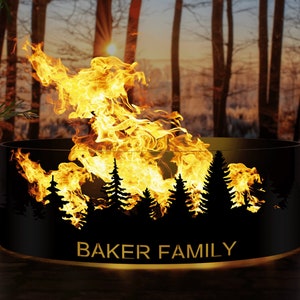 Custom Fire Pit Ring, Personalized Fire Pit, Heavy Duty 14 Gauge Steel Fire Ring, Outdoor Wood Burning Fire Pit, Backyard Fire Pit Gift
