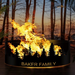 Custom Size Fire Pit, Personalized Fire Ring, Father&#39;s Day Gift, Heavy Duty Outdoor Fire Pit, Outdoor Wood Burning Pit, Gift for Him