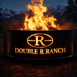 Custom Logo Fire Pit Ring, Personalized Steel Fire Pit, Outdoor Wood Burning Fire Pit, Ranch Logo Fire Pit