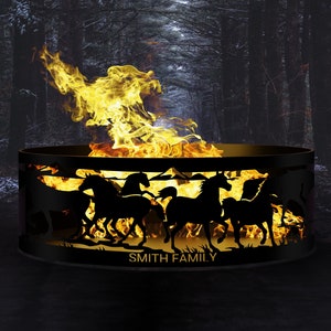 Custom Firepit, Horses Fire Pit Ring, Heavy Duty Outdoor Fire Pit, Steel Fire Pits,  Outdoor Wood Burning Pits, Josephs Fire Pit