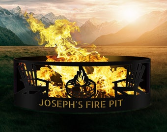 Campfire Design Fire Pit, Unique Gift for Campers, Camping Gift for Him, Heavy Duty Metal Ring, Custom Fire Ring, Garden Decor Fire Pit Ring