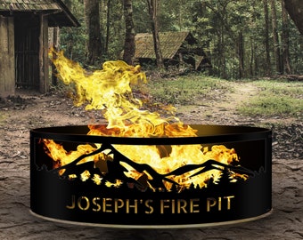 Mountain Firepit Ring, Father Gift, Gift for Him, Personalized Fire Pits, Birthday Gift for Him, Heavy Duty Fire Ring, Campfire Ring