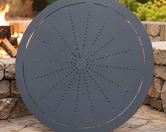 Round Steel Fire Pit Base Plate, Fire Pit Bottom Insert, Solid or Perforated Replacement Plate, Fire Ring Base with Hardware