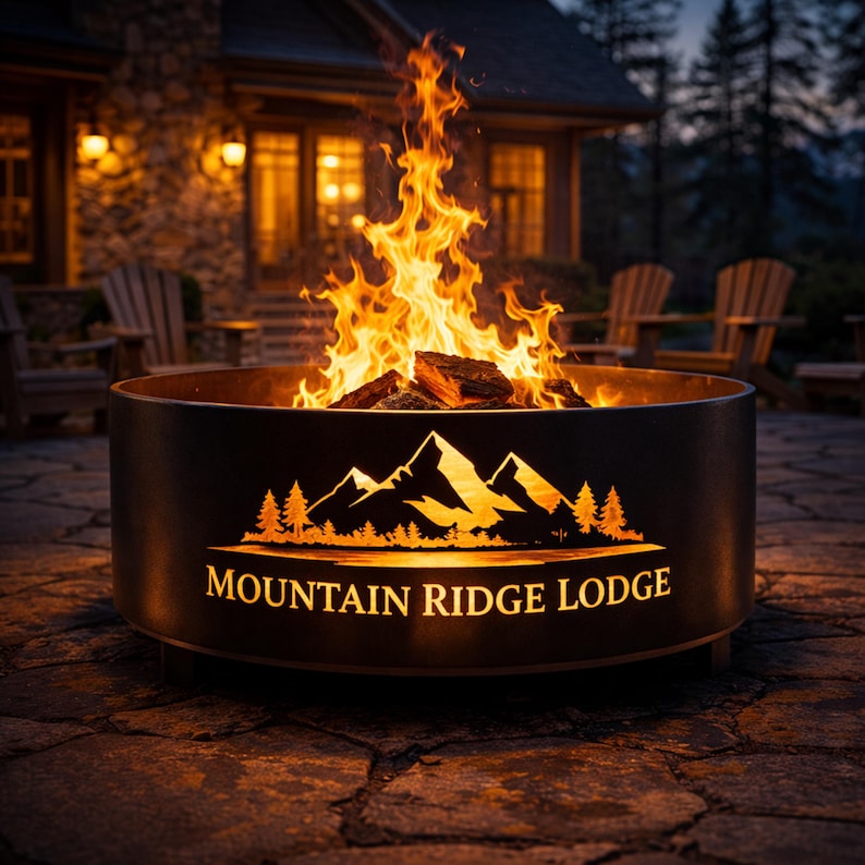 Custom Logo Fire Ring, Personalized Steel Fire Pit, Ranch Fire Ring ...