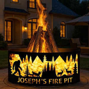 Bigfoot Forest Fire Pit, Custom Firepit, Custom Gift for Him, Heavy ...