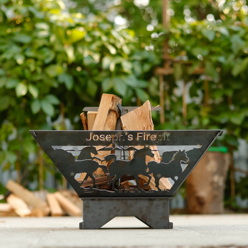 Large Collapsible Metal Fire Pit | Custom Metal Fire Pits | Square Wood ...