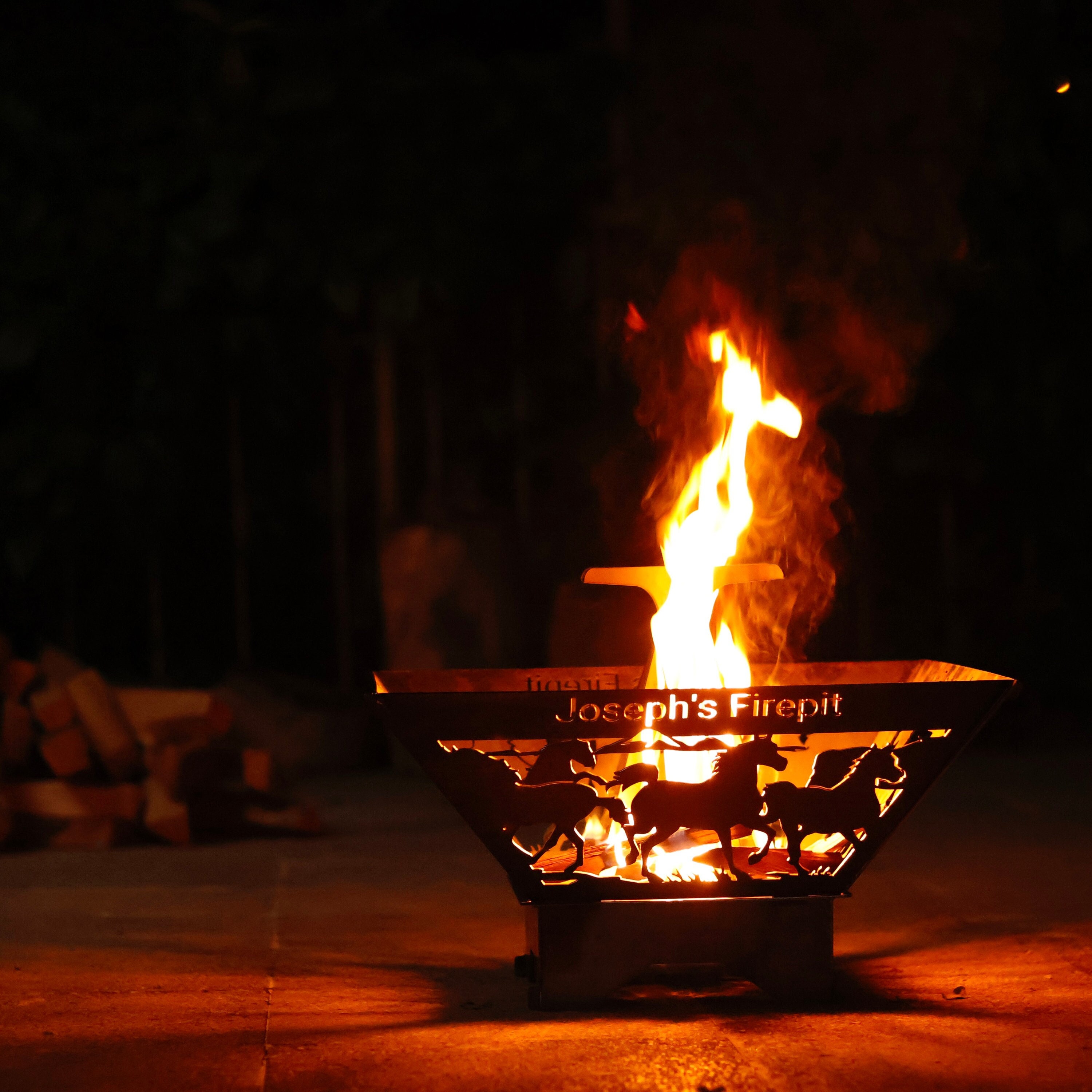 Large Collapsible Metal Fire Pit | Custom Metal Fire Pits | Square Wood ...