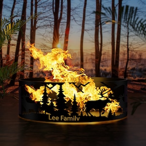 Gift for Him Fire Pit Personalized Fire Pit  Deer Fire Pit Steel Fire Pits Heavy Duty Outdoor Wood Burning Pits Josephs Fire Pit