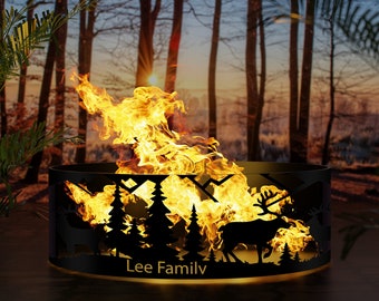 Gift for Him Fire Pit Personalized Fire Pit  Deer Fire Pit Steel Fire Pits Heavy Duty Outdoor Wood Burning Pits Josephs Fire Pit