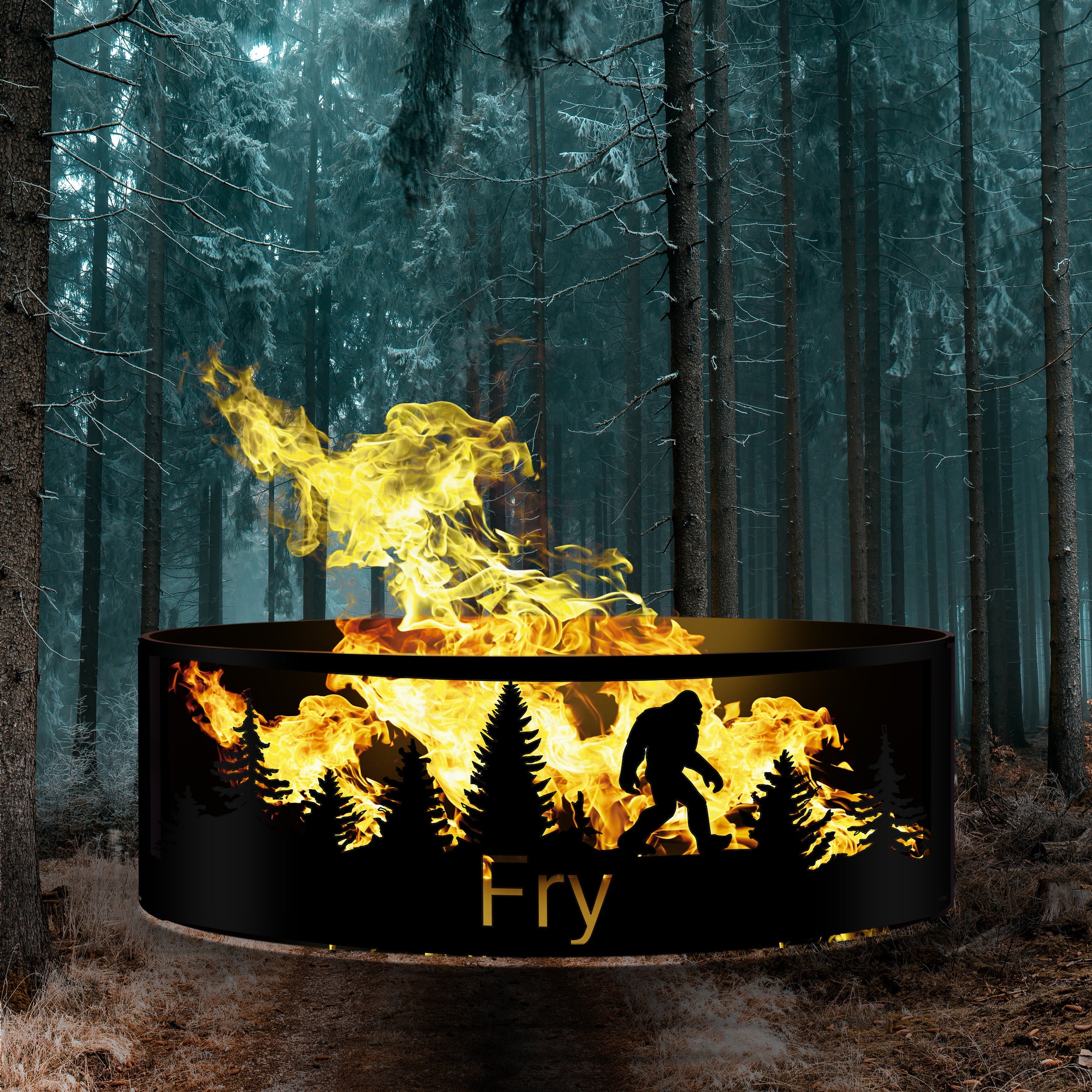Custom Sasquatch Fire Pit, Bigfoot Silhouette, Personalized Heavy Duty ...
