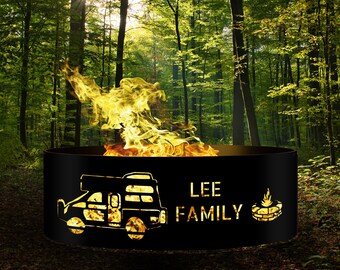 Camper Gift Fire Pit, Custom Fire Pit Ring, Camper Van Fire Pit, Camp Fire with Custom Name, Happy Campers Gift, Perfect Personalized Gift