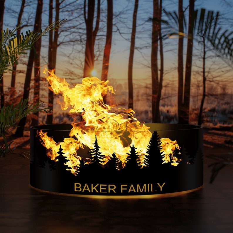 Custom Size Fire Pit Personalized Fire Ring Heavy Duty Outdoor Fire Pit Steel Fire Pits Outdoor Wood Burning Pit Gift for Him image 3