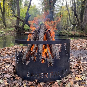 Custom Size Fire Pit Personalized Fire Ring Heavy Duty Outdoor Fire Pit Steel Fire Pits Outdoor Wood Burning Pit Gift for Him image 9