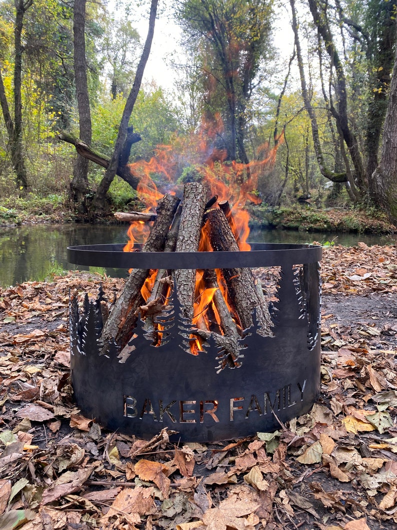 Custom Size Fire Pit Personalized Fire Ring Heavy Duty Outdoor Fire Pit Steel Fire Pits Outdoor Wood Burning Pit Gift for Him image 9