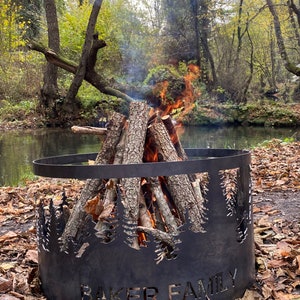 Custom Size Fire Pit Personalized Fire Ring Heavy Duty Outdoor Fire Pit Steel Fire Pits Outdoor Wood Burning Pit Gift for Him image 7