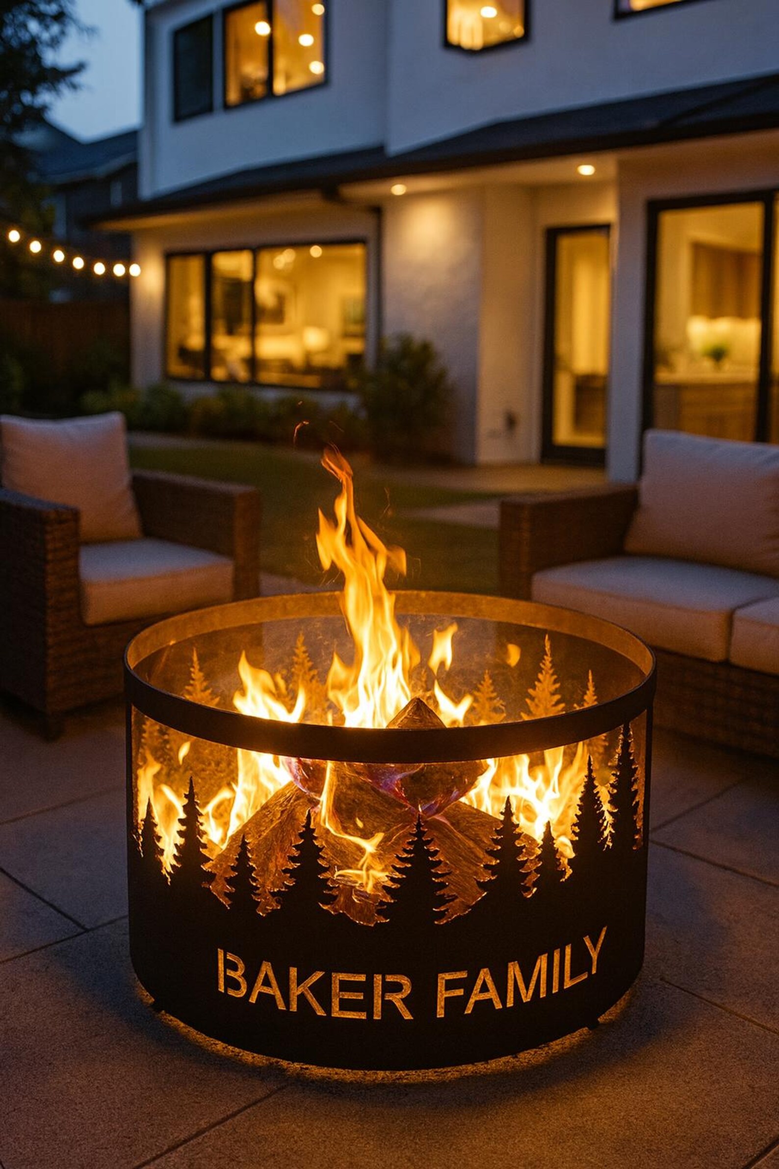Personalized Fire Pit Ring, Custom Metal Backyard Fire Pit With Family