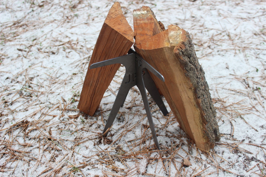 Campfire Pit Grate & Teepee Fire Starter Log Holder - RV Camping Stand Rack, Made In USA