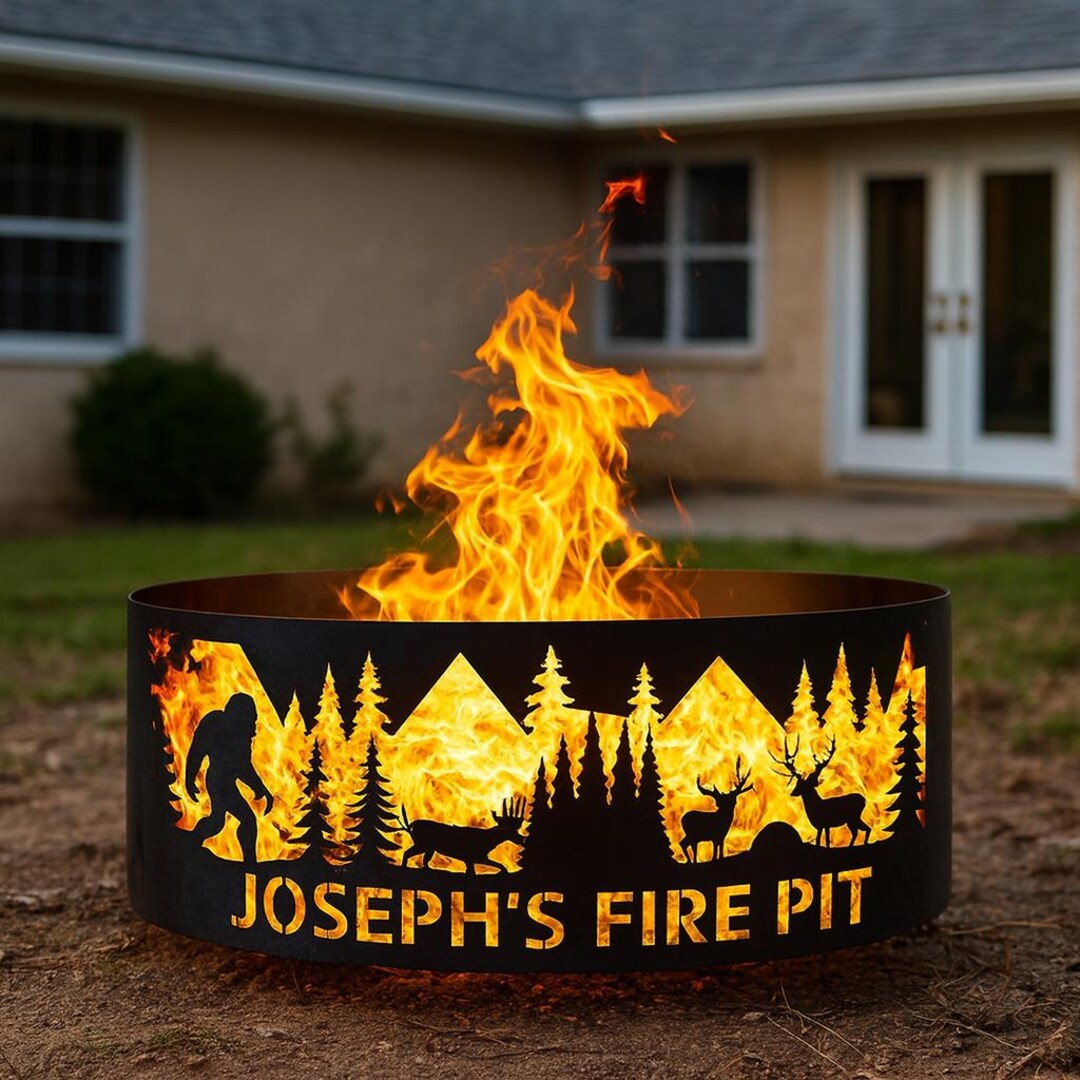 Bigfoot Forest Fire Pit, Custom Firepit, Custom Gift for Him, Heavy ...