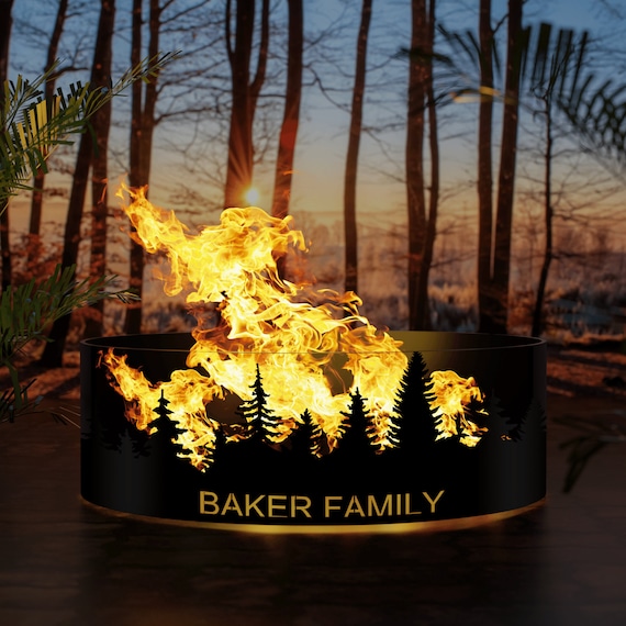 Custom Fire Pit Ring, Personalized Fire Pit, Heavy Duty 14 Gauge Steel Fire Ring, Outdoor Wood Burning Fire Pit, Backyard Fire Pit Gift