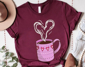 Valentines Day coffee Shirt, Valentine coffee sweatshirt, Valentines Day Shirt For Women, Pink Heart sweatshirt, cute valentine gift for her