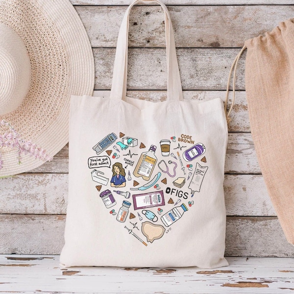 Bedside Nurse Favorite Things Canvas Tote Bag, Nursing Clinical Work Bag, Gift for ICU Med surg Nurse Rn Nursing School BSN graduation gift
