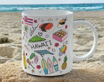 Hawaii Coffee Mug | Favorite things Aloha Hawaiian Ceramic mug, Maui HI Souvenir Keepsake gift, Tropical mug, Housewarming gift, Oahu Mug