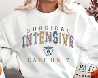 Varsity SICU Nurse Crewneck Sweatshirt - Collegiate Surgical ICU Rn Tech Aid Crew Sweater, SICU Csicu Sticu Rn Group Shirts Gift