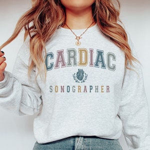Cardiac Sonographer Sweatshirt, Echo Tech Sonography Crewneck Sweater, Varsity RDCS Echocardiogram Technician Student Graduation Gift Shirt