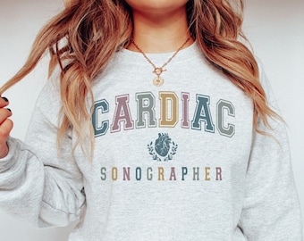 Cardiac Sonographer Sweatshirt, Echo Tech Sonography Crewneck Sweater, Varsity RDCS Echocardiogram Technician Student Graduation Gift Shirt
