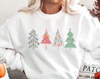 Pharmacist Nurse Christmas Crewneck Sweatshirt, Xmas Trees CRNA Rn Anesthetist Sweater, ICU Nurse Pharmacy Tech Holidays Shirt Gift