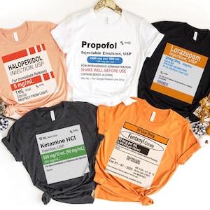 T-shirt drôle de costume d'Halloween d'infirmière | ICU Crna Nurse Group Crew Shirts Médicaments pharmaceutiques Propofol Pharmacy T-shirt technique ER ED automne