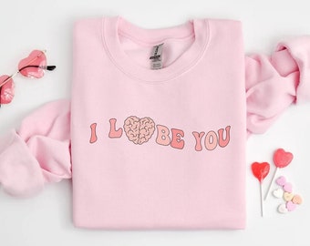 Retro Nurse Valentine's Day Sweatshirt - Lobe You Brain Crewneck Sweater, Medical Neuro Rn Stroke Unit Vday Shirt - Neuro ICU Neurology Crew