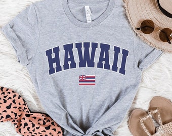 Hawaii Varsity Shirt, Home State Tee Women's Tshirts Oversized T-shirt Beach T Shirt Summer Tee Honolulu Tee Hawaiian Aloha Shirt