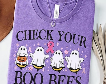 Oncology Nurse Halloween Shirt | Check Your Boo Bees TShirt | Breast Cancer Awareness Tee | Funny Graphic Shirt | Breast Cancer Gift