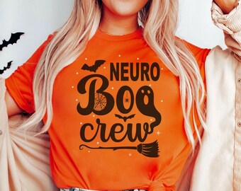 Halloween Neuro Crew Nurse T-shirt, Spooky Boo Group Squad Ghost Neuro Unit Halloween Shirt, Rn Fall Tshirt Pumpkin Gift tee