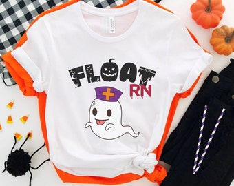 Halloween Nurse Shirt - Float Nurse Ghost T-Shirt, Boo Crew Halloween Nursing TShirt Nurse Fall Shirt Float Pool Rn Floating Nurse Tee Gift