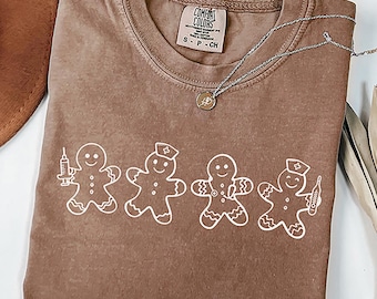 Comfort Colors Christmas Gingerbread Nurses Shirt, Christmas Nurse Cookies Shirt, RN Christmas Gift, Holiday TShirt, Womens Christmas Tee