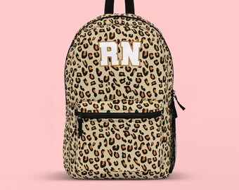 Registered Nurse Leopard Print Backpack, Cute Clinical Nurse Nursing Hospital Work Bag, Micu Sicu Cvicu ICU nurse Tote Bag Graduation Gift