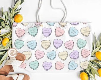 ICU Nurse Colorful Sugar Hearts Oversized Weekender Tote Bag, Cute Nurse Nursing Clinical Work Bag, Micu Sicu Cvicu ICU nurse Tote Bag Gift