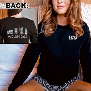 ICU Nurse Long Sleeve Shirt Squad Goals Minimalist Left Chest Cute Micu Sicu RN Tshirt Gift Nursing Squad Crew Nurses Week ICU Present
